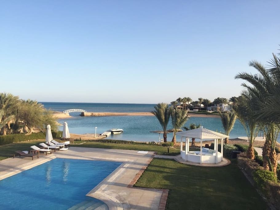 el gouna villa, private beach heated pool sea view